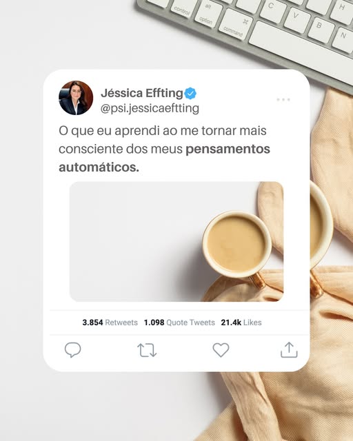 Post do Instagram: 'O que eu aprendi ao me tornar mais consciente dos meus pensamentos automáticos'